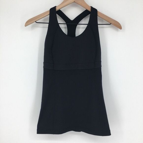 Lululemon Tank Top Womens 4 Black Run Fast Track Cutout Racerback Active Gym #B - Picture 3 of 9